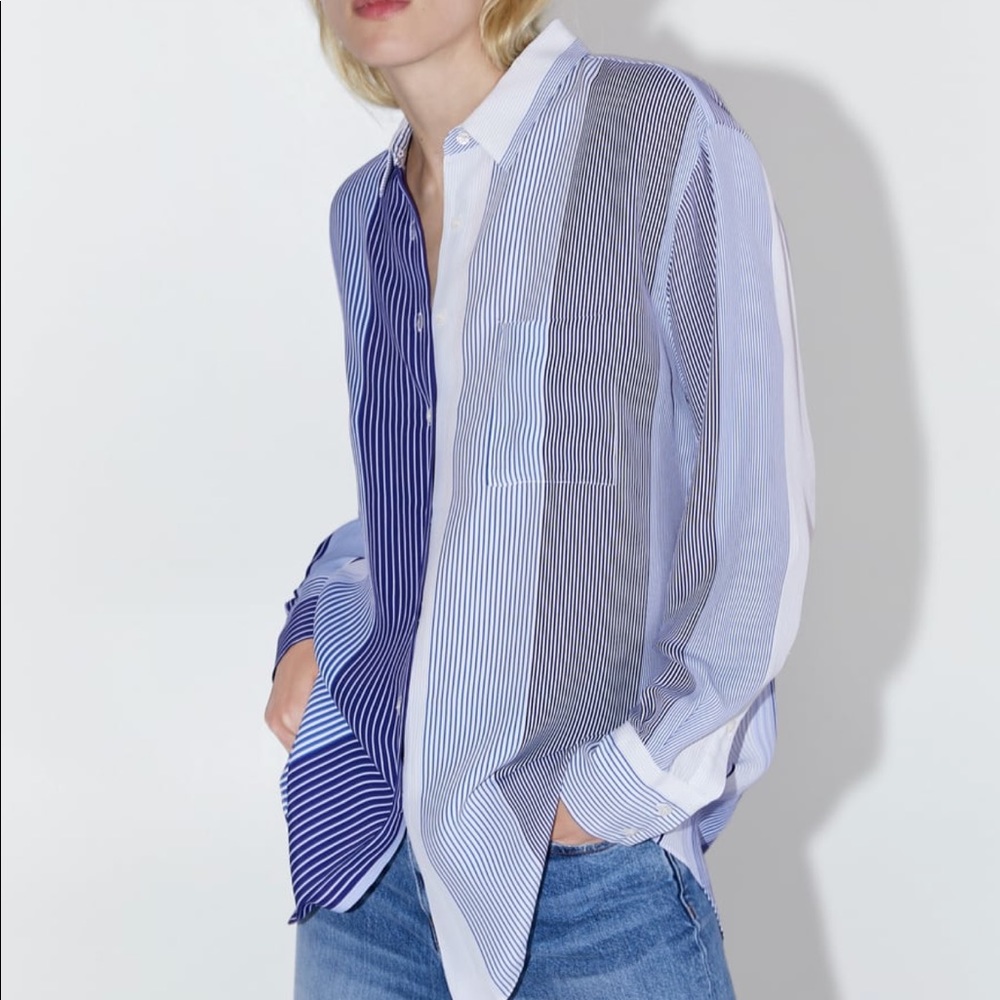 🦋SOLD-Zara Striped Button Down Blouse